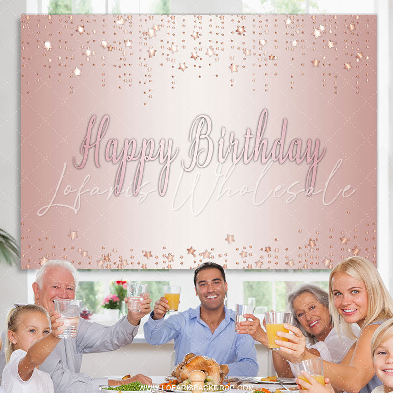 Lofaris Glitter Rose Golden Themed Happy Birthday Backdrop