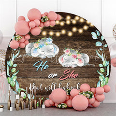 Lofaris Glitter Round Wooden Elephant Baby Shower Backdrop