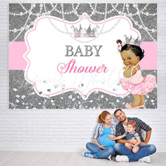 Lofaris Glitter Silver And White Pearl Baby Shower Backdrop