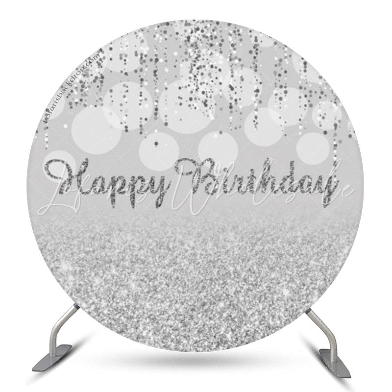 Lofaris Glitter Silver String Circle Backdrop Birthday Party