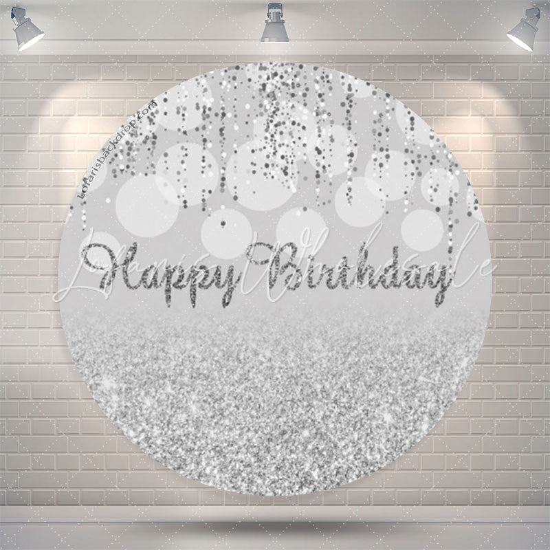 Lofaris Glitter Silver String Circle Backdrop Birthday Party