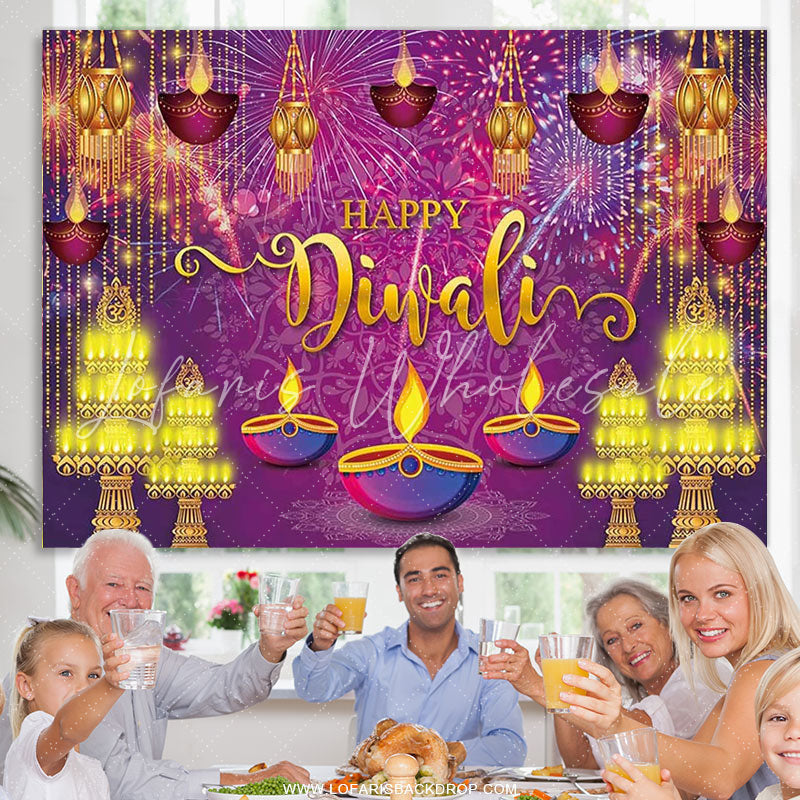 Lofaris Glitter Spark Colorful Happy Diwali Holiday Backdrop