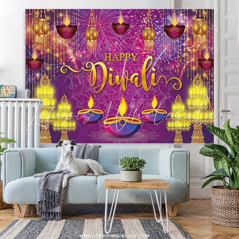 Lofaris Glitter Spark Colorful Happy Diwali Holiday Backdrop