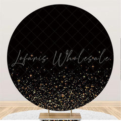 Lofaris Glitter Star And Black Round Happy Birthday Backdrop