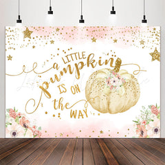 Lofaris Glitter Star Floral Pumpkin Baby Shower Backdrop
