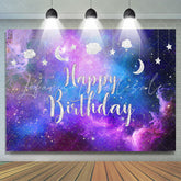 Lofaris Glitter Starry Purple Galaxy Happy Birthday Backdrop
