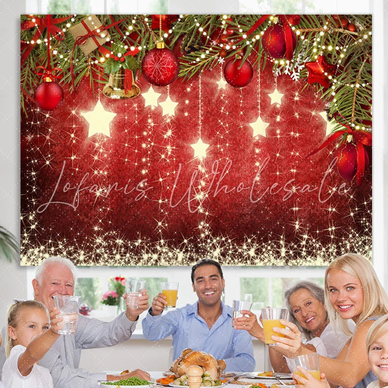 Lofaris Glitter Stars and Jingle-Bell Christmas Tree Backdrop