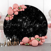 Lofaris Glitter Stars Black Birthday Party Round Backdrop