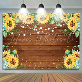 Lofaris Glitter Sunflower Bokeh Wooden Happy Birthday Backdrop