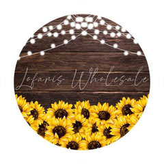 Lofaris Glitter Sunflower Round Birthday Backdrop For Party