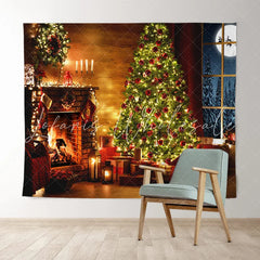 Lofaris Glitter Warm House Christmas Day Decoration Backdrop