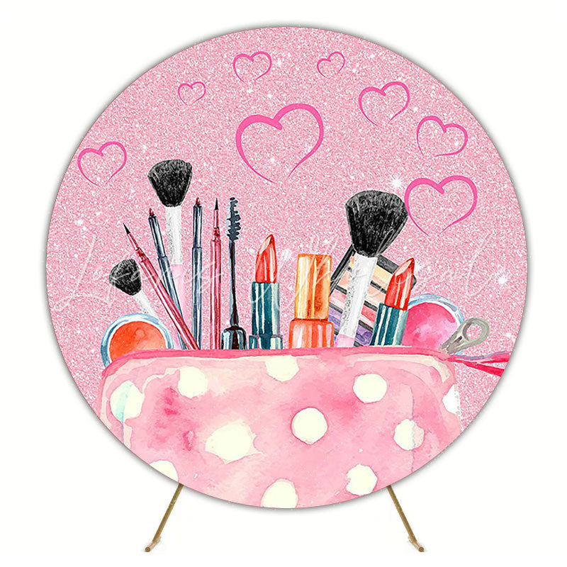 Glitter Watercolor Makeup Round Backdrop for Glamorous Event