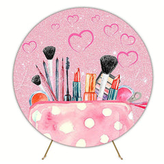 Glitter Watercolor Makeup Round Backdrop for Glamorous Event