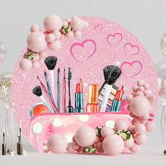Glitter Watercolor Makeup Round Backdrop for Glamorous Event