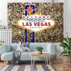 Lofaris Glitter Welcome To Las Vegas Fabulous Night Birthday Backdrop