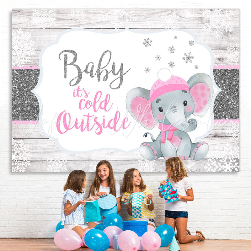 Lofaris Glitter White And Pink Elephant Baby Shower Backdrop