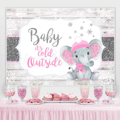 Lofaris Glitter White And Pink Elephant Baby Shower Backdrop