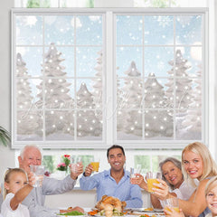 Lofaris Glitter White Snowy Winter Backdrop for Christmas Party