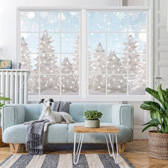Lofaris Glitter White Snowy Winter Backdrop for Christmas Party