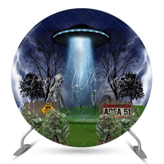 Lofaris Glowing Craft UFO Aliens Lightning Round Backdrop