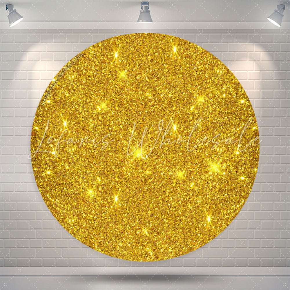 Lofaris Glowing Gold Spark Simple Round Birthday Backdrop