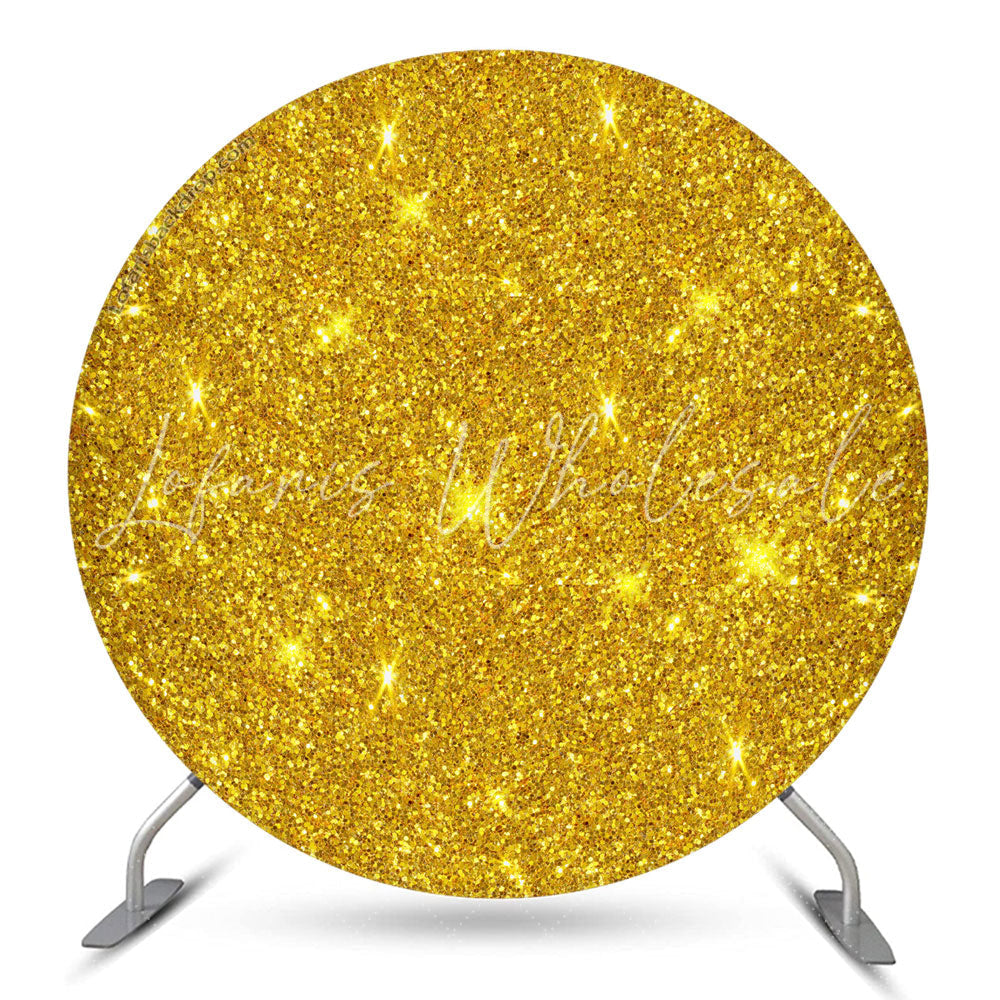 Lofaris Glowing Gold Spark Simple Round Birthday Backdrop