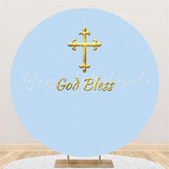 Lofaris God Bless Blue Theme Happy Birthday Circle Backdrop