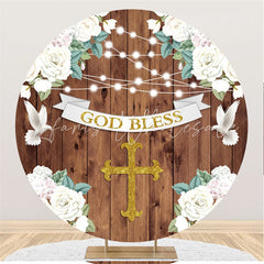 Lofaris God Bless White Floral Circle Happy Birthday Backdrop
