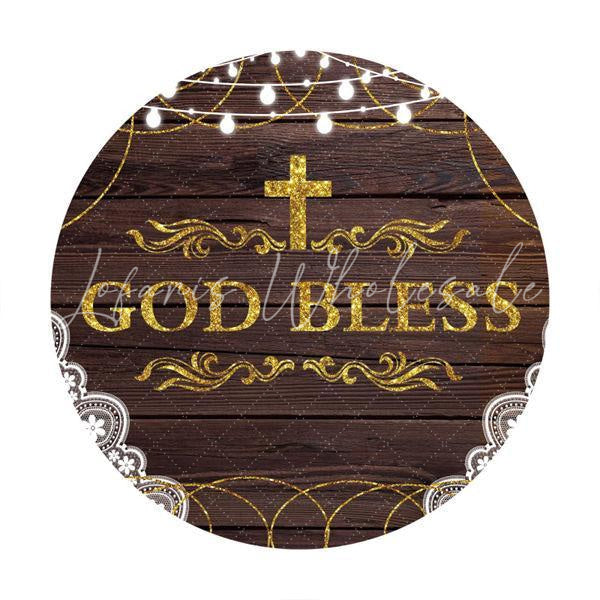 Lofaris God Bless With Wooden Round Backdrop For Decoration