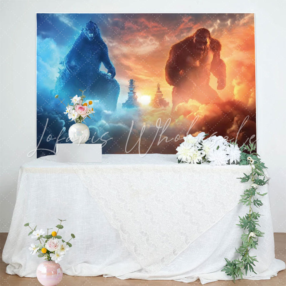 Godzilla Monster Kong Backdrop For Birthday Party Decorations