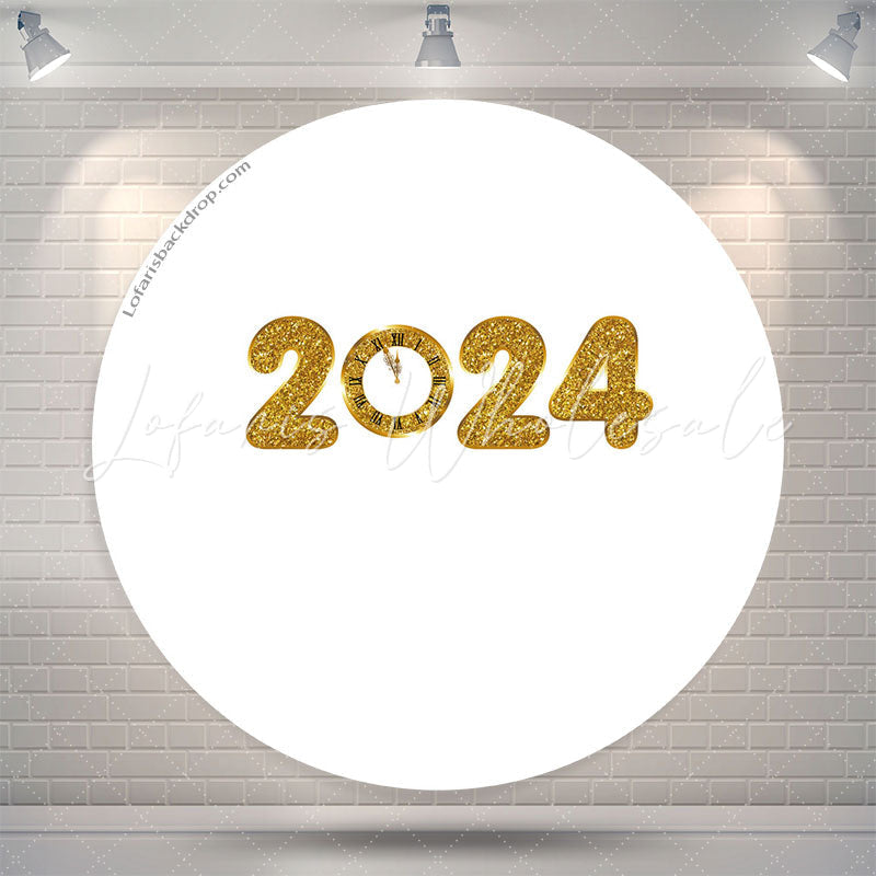 Lofaris Gold 2024 Happy New Year Circle Backdrop For Party