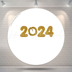 Lofaris Gold 2024 Happy New Year Circle Backdrop For Party