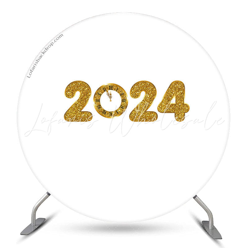Lofaris Gold 2024 Happy New Year Circle Backdrop For Party