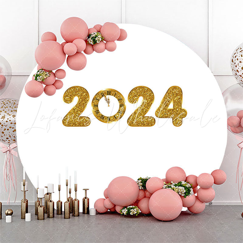Lofaris Gold 2024 Happy New Year Circle Backdrop For Party