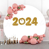 Lofaris Gold 2024 Happy New Year Circle Backdrop For Party