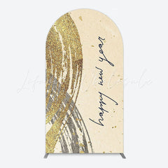 Gold and Black Arch Backdrop for New Year Celebration
