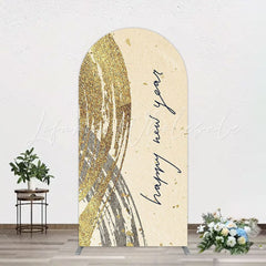 Gold and Black Arch Backdrop for New Year Celebration