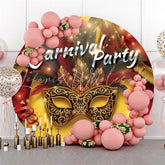 Lofaris Gold And Black Festher Mask Round Carnival Party Backdrop