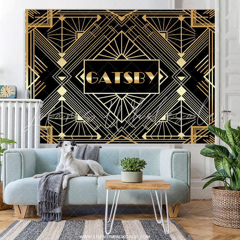 Lofaris Gold And Black Gabsty Birthday Party Decro Backdrop