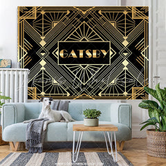 Lofaris Gold And Black Gabsty Birthday Party Decro Backdrop