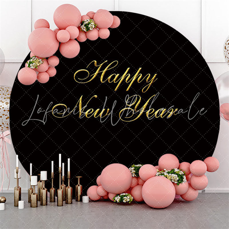 Lofaris Gold And Black Happy New Year Round Backdrop For Party