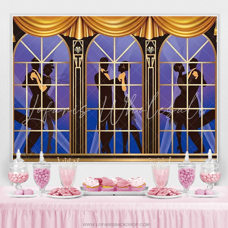 Lofaris Gold And Black Window Birthday Dance Party Backdrop