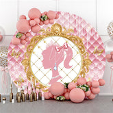 Lofaris Gold And Pink Beautiful Princess Round Birthday Backdrop