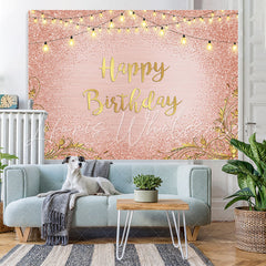 Lofaris Gold and Pink Bokeh Gorgeous Happy Birthday Backdrop