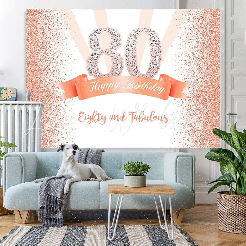 Lofaris Gold and Pink Dots Happy 80th Birthday Party Backdrop