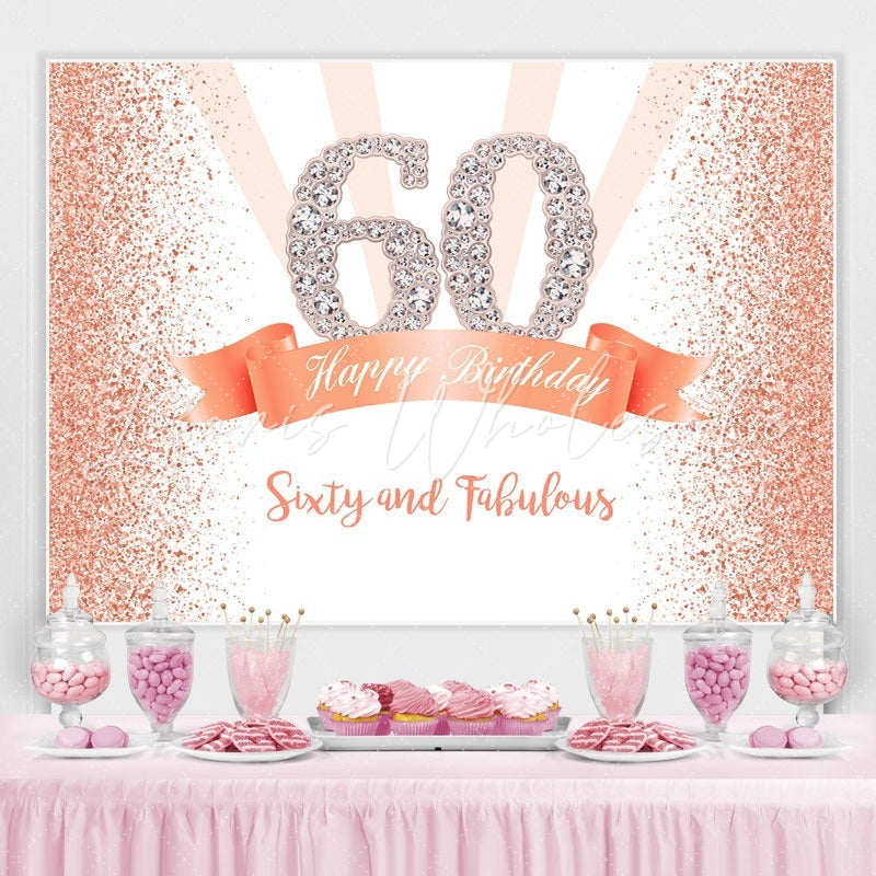Lofaris Gold and Pink Happy 60th Birthday Party Backdrop