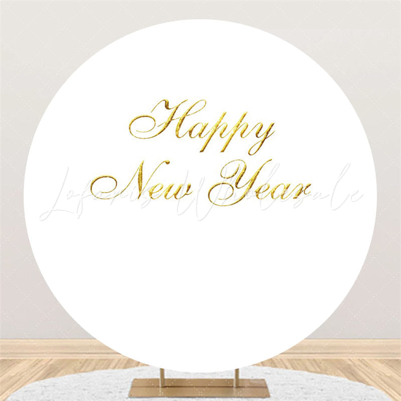 Lofaris Gold And White Happy New Year Circle Backdrop For Party