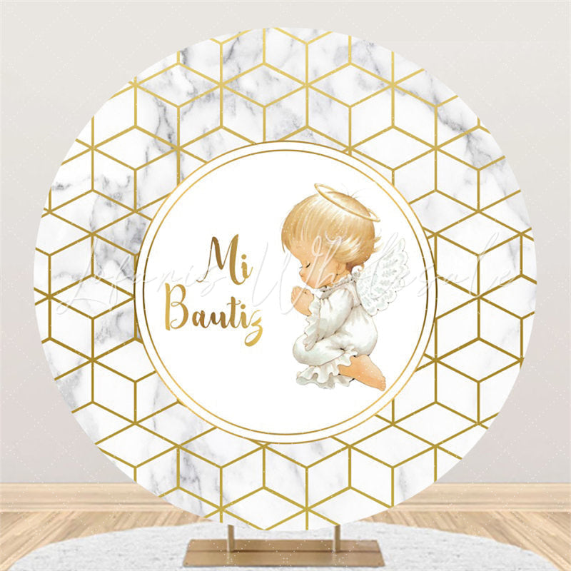 Lofaris Gold Baby Diamond Pattern Shower Round Backdrop
