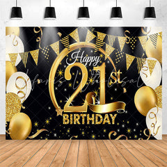 Lofaris Gold Balloon Flag Happy 21st Birthday Backdrop