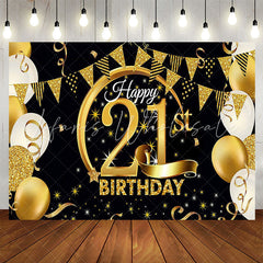 Lofaris Gold Balloon Flag Happy 21st Birthday Backdrop
